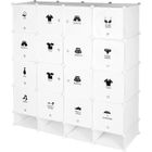 Armoire Etagères Plastiques JEOBEST - 16 Cubes Modulables + 4 Cubes Chaussures - Blanc