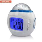 HIBA Réveil enfant,LED projecteur de ciel étoilé et 10 mélodies,Calendrier Multifonctions,Horloge veilleuse pour bébés et enfants