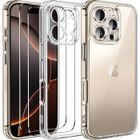 E-TEC Coque + 2 Verres Trempés pour iPhone 16 Pro Max - Coque Silicone Souple Antichoc Transparent