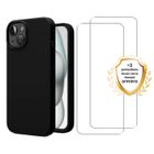 EVETANE Coque compatible Iphone 15 antichoc Noir + 2 vitres