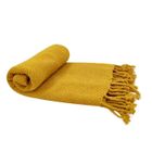 RIDEAUDISCOUNT Fouta, Jeté de Lit, Plaid 100% Coton 120 x 150 cm avec Franges Jacquard Motif Chevrons Ton sur Ton Jaune 120 x 150cm