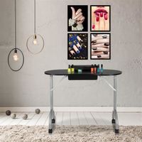 Table de manucure, avec roulettes et tiroir, pliable, portable, 91 x 40 x 70cm  - Noir