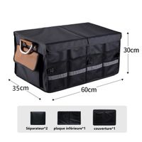 Boîte de rangement de coffre de voiture 63L, sac de rangement pliable, sac de rangement de coffre portable, noir