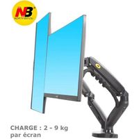 NB F160 - Support bureautique avec ressort à gaz pour deux écrans LCD 17″ – 27″