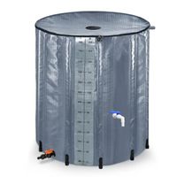 HENGMEI 750L Récupérateur eau de Pluie Pliable en PVC pour Irrigation du Jardin avec Valve de Vidange(150 Gallons, Anthracite)