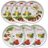 Assiettes à pizza Napoli Pizzafoods vert + rouge 33cm - Set de 6 