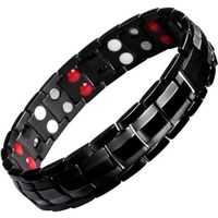 Light-2018 Bracelets de thérapie magnétique pour hommes à double rangée d'aimants Bracelet magnétique sain bracelet bijoux en acier