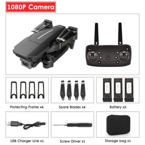 DRONE Noir 1080P 3B-Mini Drone E100 avec caméra HD 4K, p