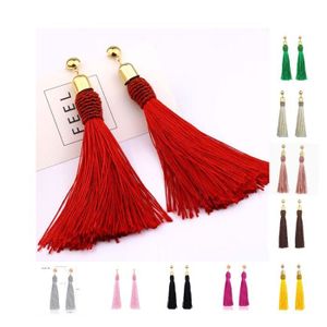 Rouge Boh/ème boucles doreilles Malloom Femme ethnique pompon corde