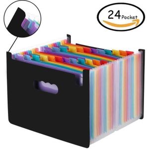 Trieur Accord/éon Extensible 13 Compartiments Organisateur de Bureau avec Fermeture /à L/élastique et Etiquettes Color/ées Porte-documents Type Trieur /à Soufflets Format A4