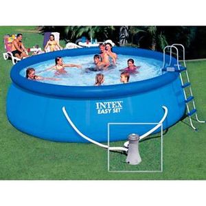PISCINE Kit piscine - INTEX - EASY SET - Ronde - 4.57m x 1.22m - Hors-sol - Filtre à cartouche