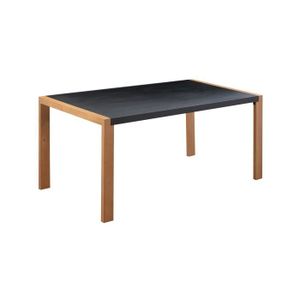 TABLE DE JARDIN  Table à manger de jardin - Acier thermolaqué + Pieds en bois + Trivanite - 162 x 80 x 74 cm