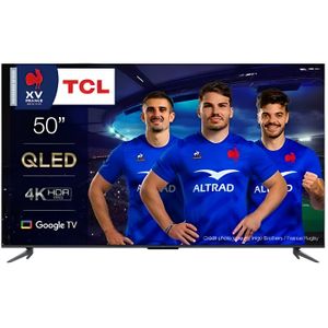 Téléviseur LED TV QLED TCL 50C647 127 cm 4K UHD Google TV - Blanc - Ecran incurvé - HDR