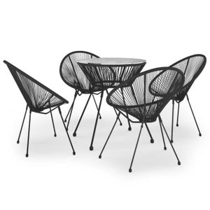 Ensemble table et chaise de jardin LIU-7809355604160Ensemble à dîner d'extérieur 5 pcs Rotin PVC Noir
