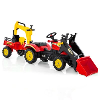 Pelle Excavatrice GOPLUS Pour Sable – Siège Pivotant 360°, 4 Roues, Pour Enfants De 4 à 12 Ans (orange)