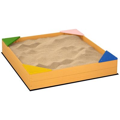 Bac à Sable, 4 Assises D'angle, H X L X P: 11,5 X 90 X 90 Cm, Jeu De Sable Jardin En Bois De Sapin Naturel Relaxdays 85213222