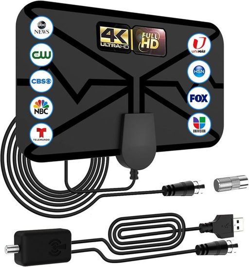 Amplificateur De Signal Antenne TV Numérique HDTV 4X - Intérieur/Extérieur - 32DBI - USB - FM/DVB