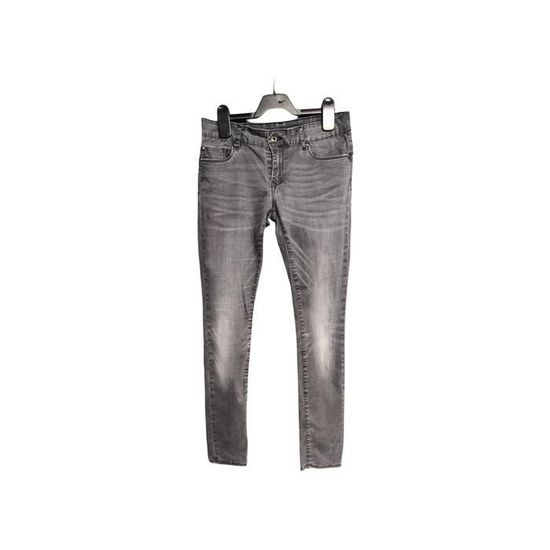 Pantalon Kaporal Taille Haute - Demi-slim Gris Stretch - Taille 40 - Occasion Très Bon état