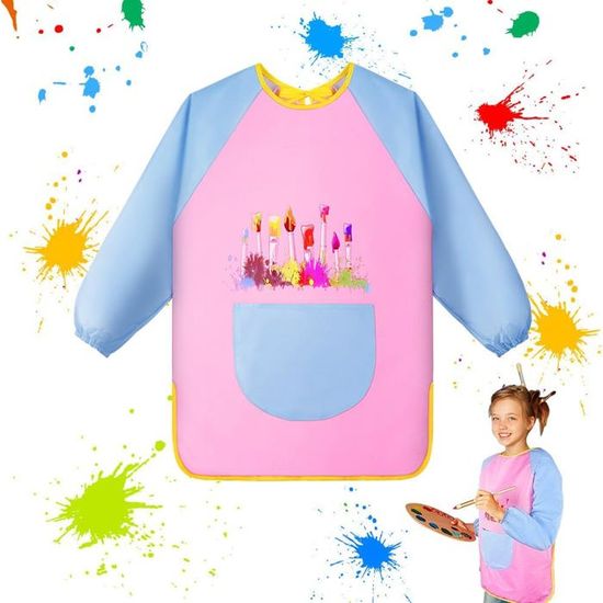 Tablier Peinture Enfant Imperméable 7-12 Ans – Blouse Avec Manches Longues, Poche Pratique, Couleurs Vives, Idéal Pour L'école Et Les Activités Créatives (130-150 Cm)