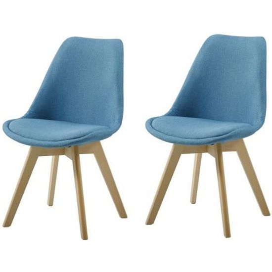Lot de 2 chaises Scandinaves en métal Bleu BJORN - Chaise Pas Cher
