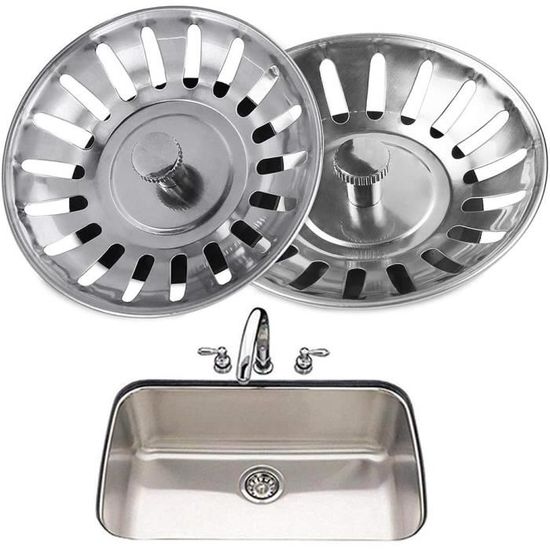 2 Pièces Crépine Évier Cuisine 304 Inox - Filtre Bonde Évier Diamètre 80mm