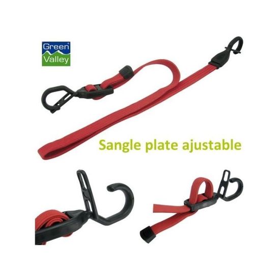 SANDOW - TENDEUR VELO PLAT DOUBLE FIL AVEC CROCHETS 0.80m JAUNE - RESISTE 40Kgs (VENDU A L UNITE