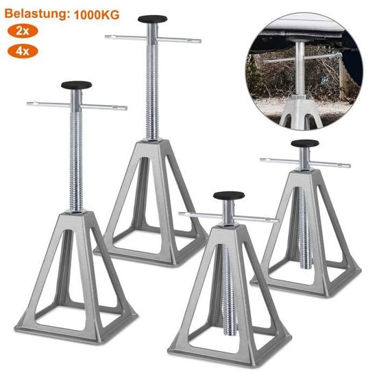 Chandelles Aluminium Pour Remorque - Support Réglable 280-430mm - Charge Max 900kg/pièce - Lot De 4 (3600kg Total)