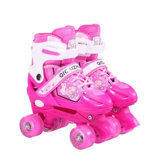 Patins En Ligne Réglables Pour Enfants – 31-34 / 35-38, Roues Lumineuses, Fermeture Triple (lacets, Scratch, Boucle)