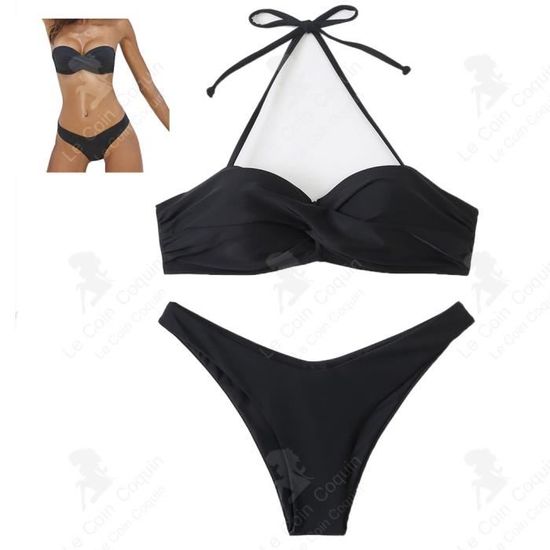 Maillots de Bain Femme Halter Rembourré Push Up Ensemble Bikini Femme