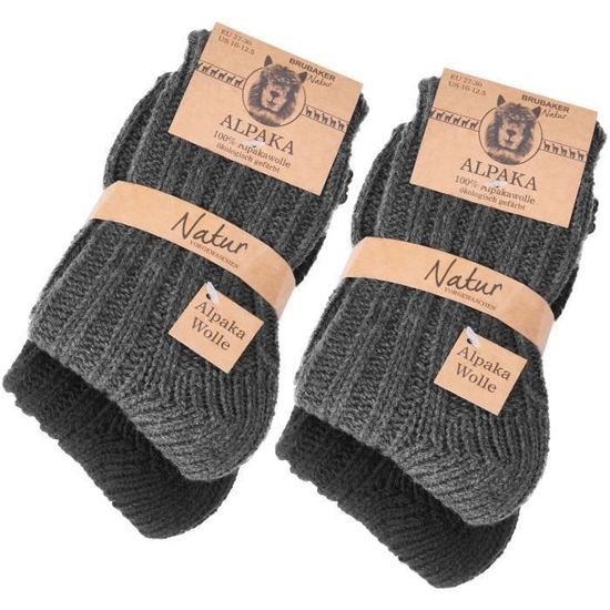 Lot De 4 Paires Chaussettes En Alpaga - Chaussettes Chaudes D'hiver, Tricot Norvégien - Pour Hommes Et Femmes - 4