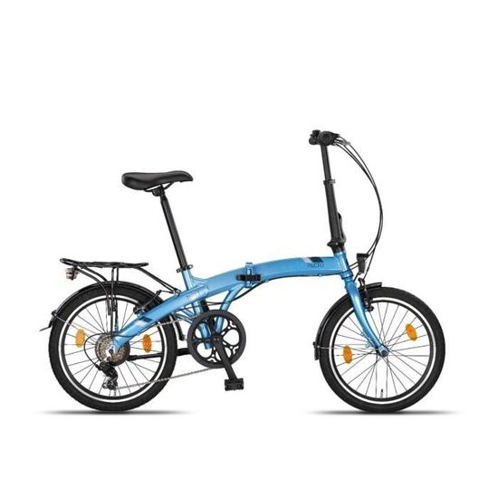 Vélo Pliable PACTO Six - Cadre Aluminium • Roues 20 Pouces • 6 Vitesses Shimano • Hollandais Style • Bleu