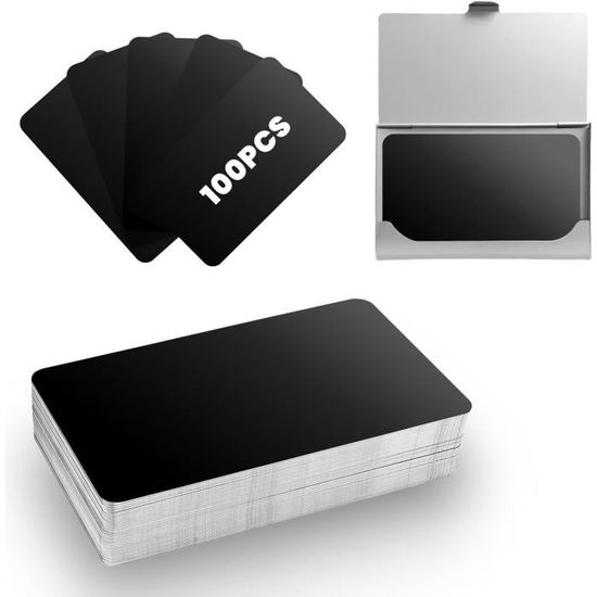 KINBOM 100 Pièces Cartes De Visite Vierge Métal à Sublimation, Imprimables Carte Vierge Sublimation Recto-Verso, Carte En Vierge Avec 0,22 Mm KINBOM 100 Pièces Cartes De Visite Vierge Métal à Sublimation, Imprimables Carte Vierge Sublimation Recto-Verso, Carte En Vierge Avec 0,22 Mm