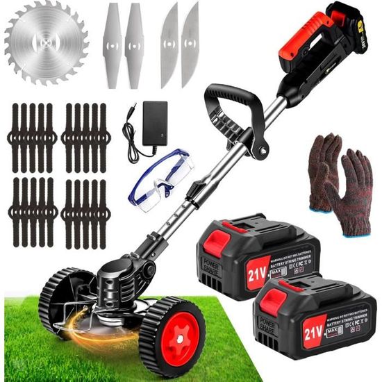 Tagliaerba A Batteria (batteria Da 21 V, 2 X 4,0 Ah, Manico Telescopico Regolabile E Impugnatura Aggiuntiva, Include 3 Tipi Di Lame), Decespugliatore A Batteria 4,0 A - Foto 2