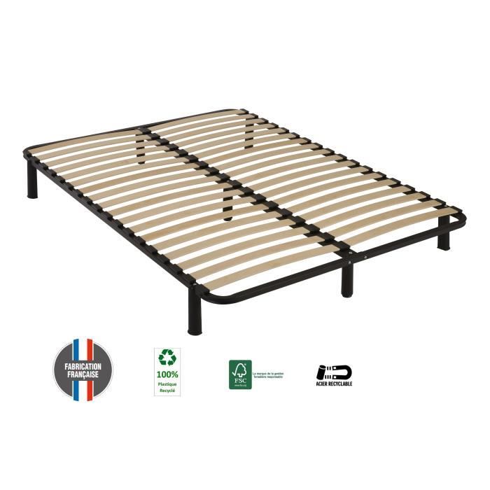 MEUBLEPRO Sommier /à Lattes 2x80x200 +Pieds 160x200