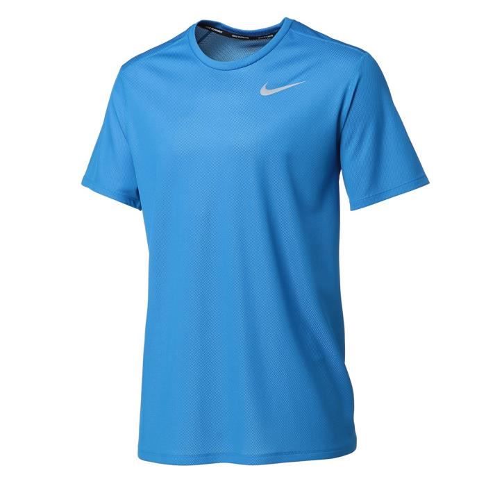 NIKE Maillot de running DF BRTHE RUN TOP SS - Homme - Bleu