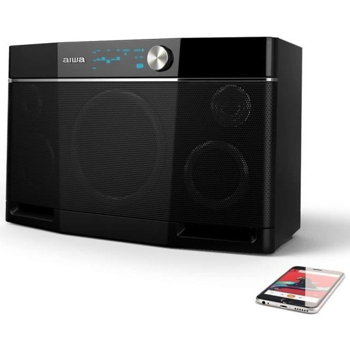 Aiwa Exos-9 Enceinte Bluetooth, Boombox Extérieure, 6.5'' Subwoofer, 9 Heures de Jeu - Noir