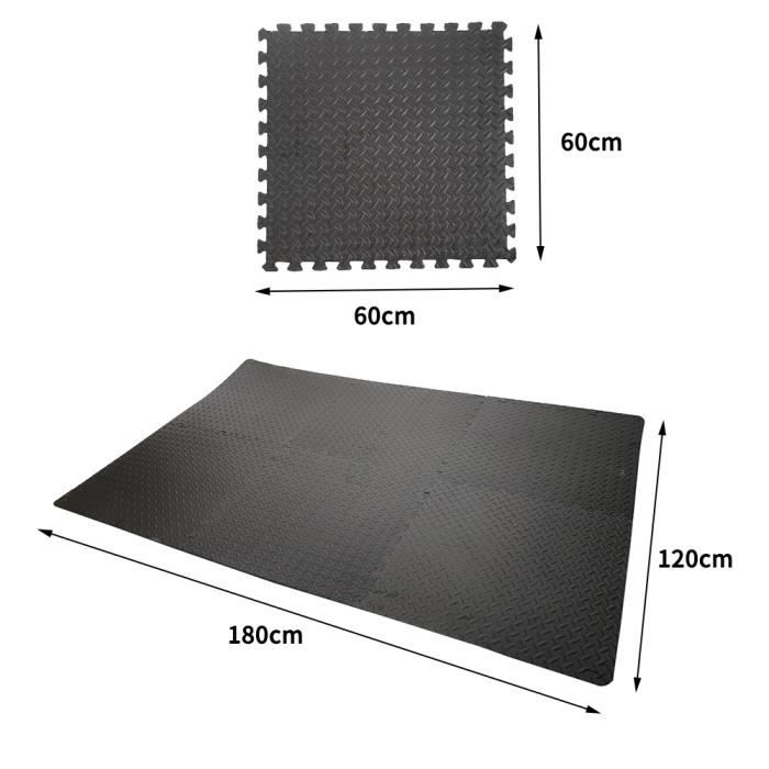 6pcs dalles mousse doux Tapis pour yoga/sport Puzzle tapis de sol Tapis de gym-63x63 cm
