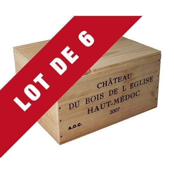6X La Caisse Bois 6x75cl estampillé Château Bois de l'Eglise - coffret