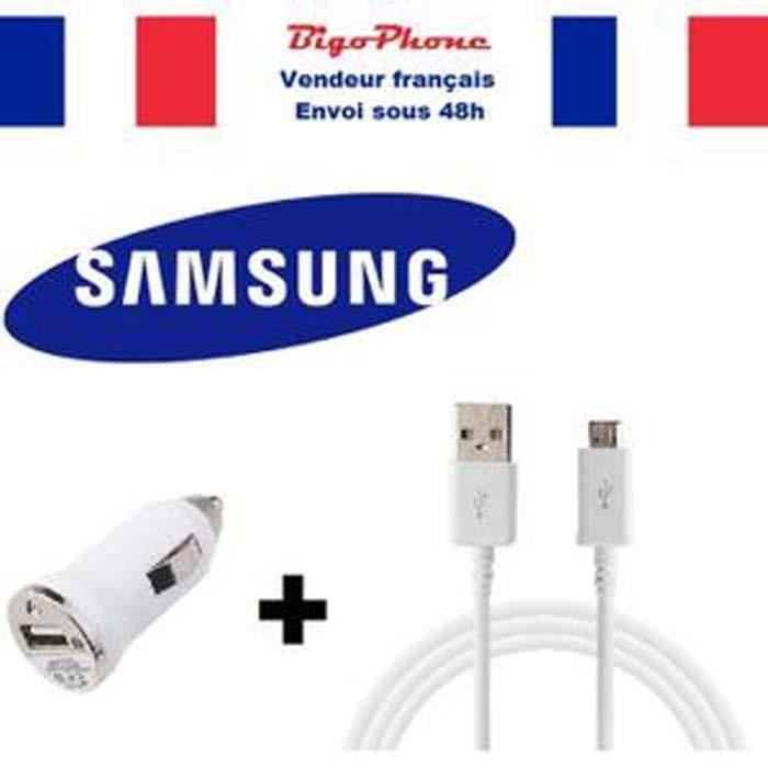 Chargeur voiture allume cigare + câble MICRO USB SAMSUNG GALAXY
