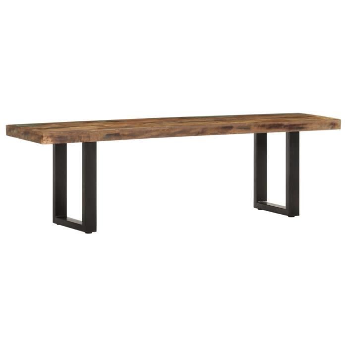Home® Banc Scandinave - Banc de table de séjour Banc de jardin 160 cm Bois de récupération solide et acier ❤6264