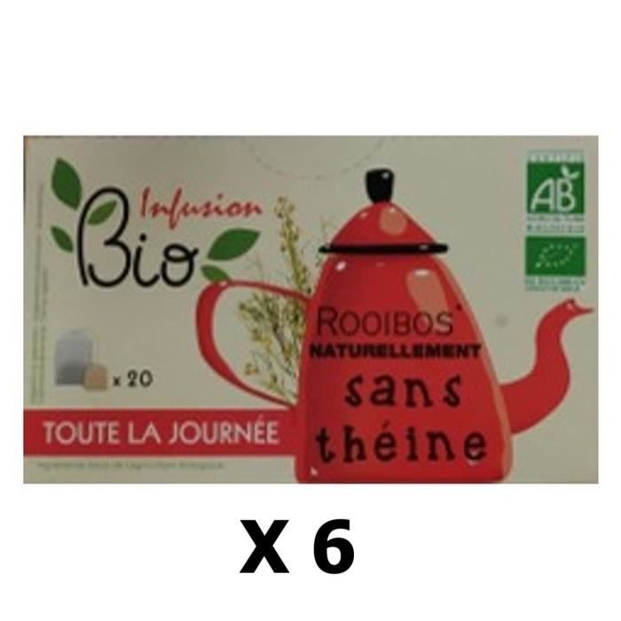 Lot 6x Infusion Rooibos BIO sans théine - 20 sachets