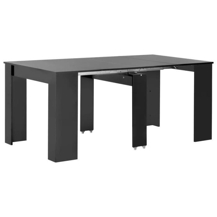 Table à dîner extensible Noir brillant 175x90x75 cm