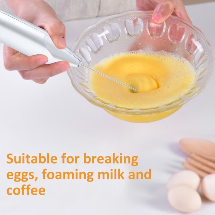 Mousseur à Lait Électrique Mini Batteur à Oeufs Multi-Mixeur Portable pour Mousse Cafés Crème Latte -RAI