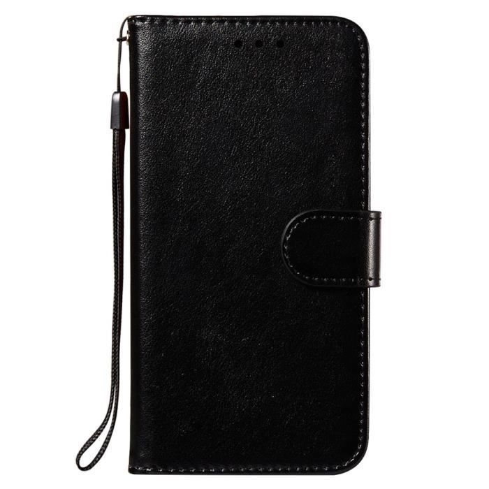Étui Housse Xiaomi Redmi Note 10, Noir Couleur Pure Cuir Mode Silicone Souple Kickstand Housse Protecteur Antichoc