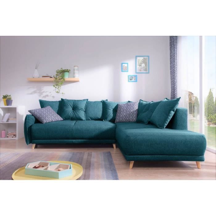 Canapé d'angle Bleu Luxe Scandinave Confort