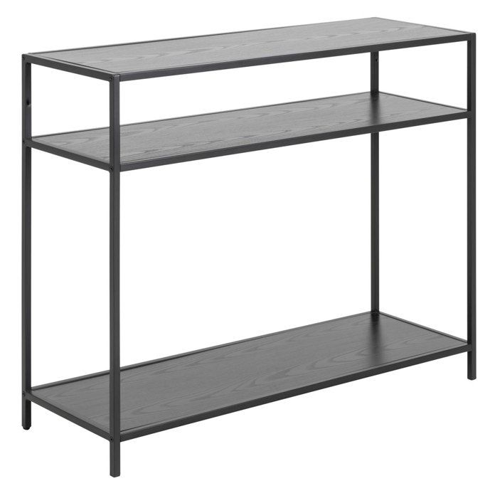 Console Dove avec décor en frêne noir et cadre noir mat.