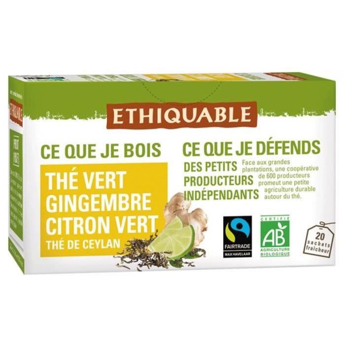 Thé vert gingembre citron vert bio - 36g