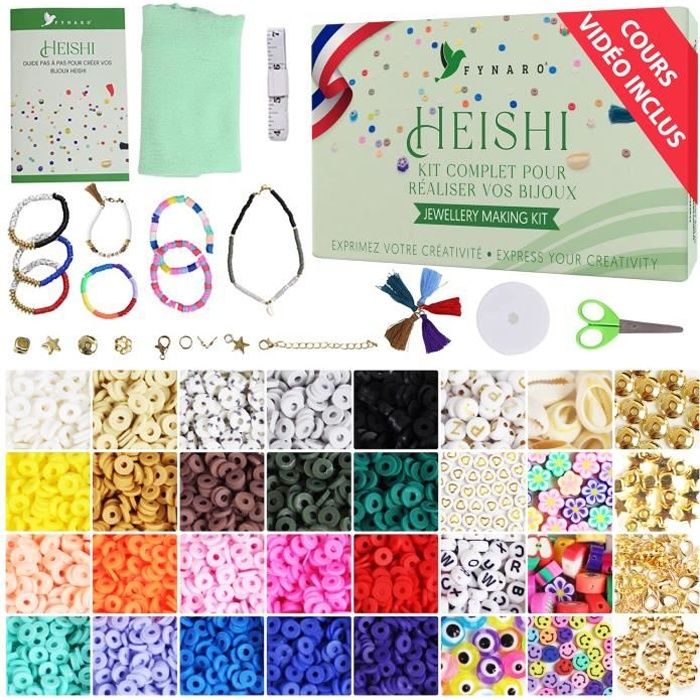 FYNARO® Kit Perles Heishi –  5000 Pièces - Fabrication de Bijoux en Perles Plates 6 mm (Bracelets / Colliers / Bijou de Téléphone)