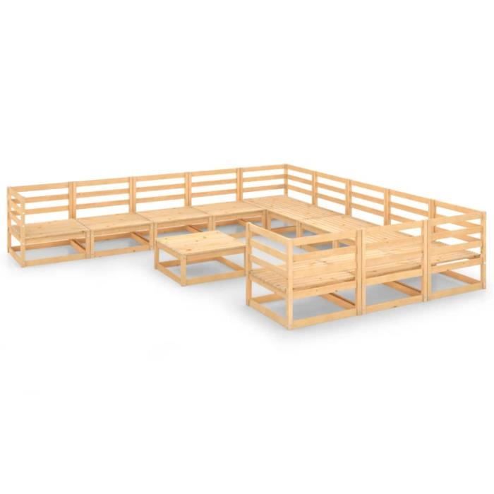 BEL Salon de jardin 12 pcs Bois de pin massif - Haute qualite 9193027035160