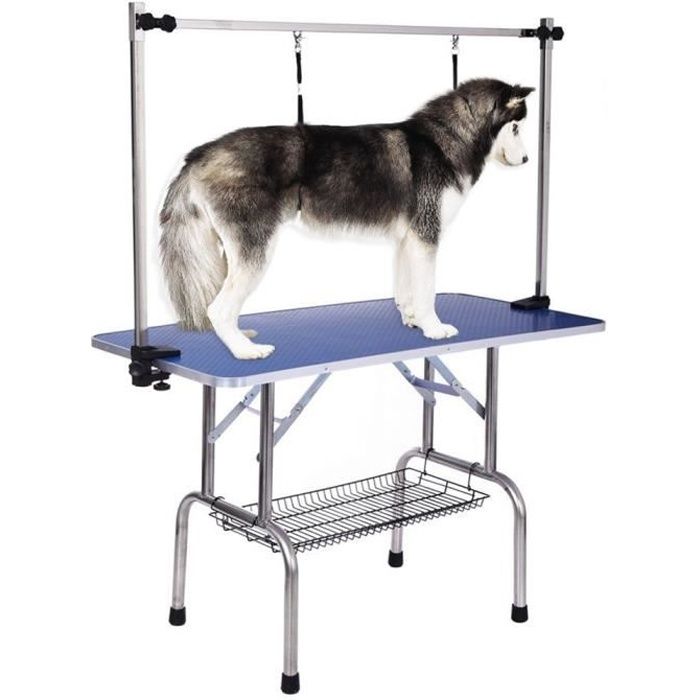 IKAYAA Table de toilettage pliante grand angle 36 po avec tablette et sabre et étui Capacité 150KG lourde